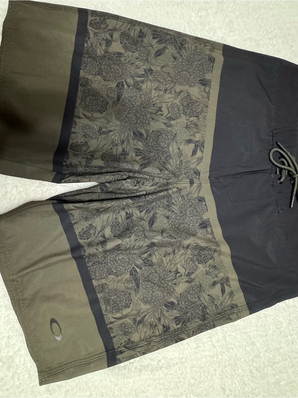 Oakley Men's Olive and Black Floral Board Shorts